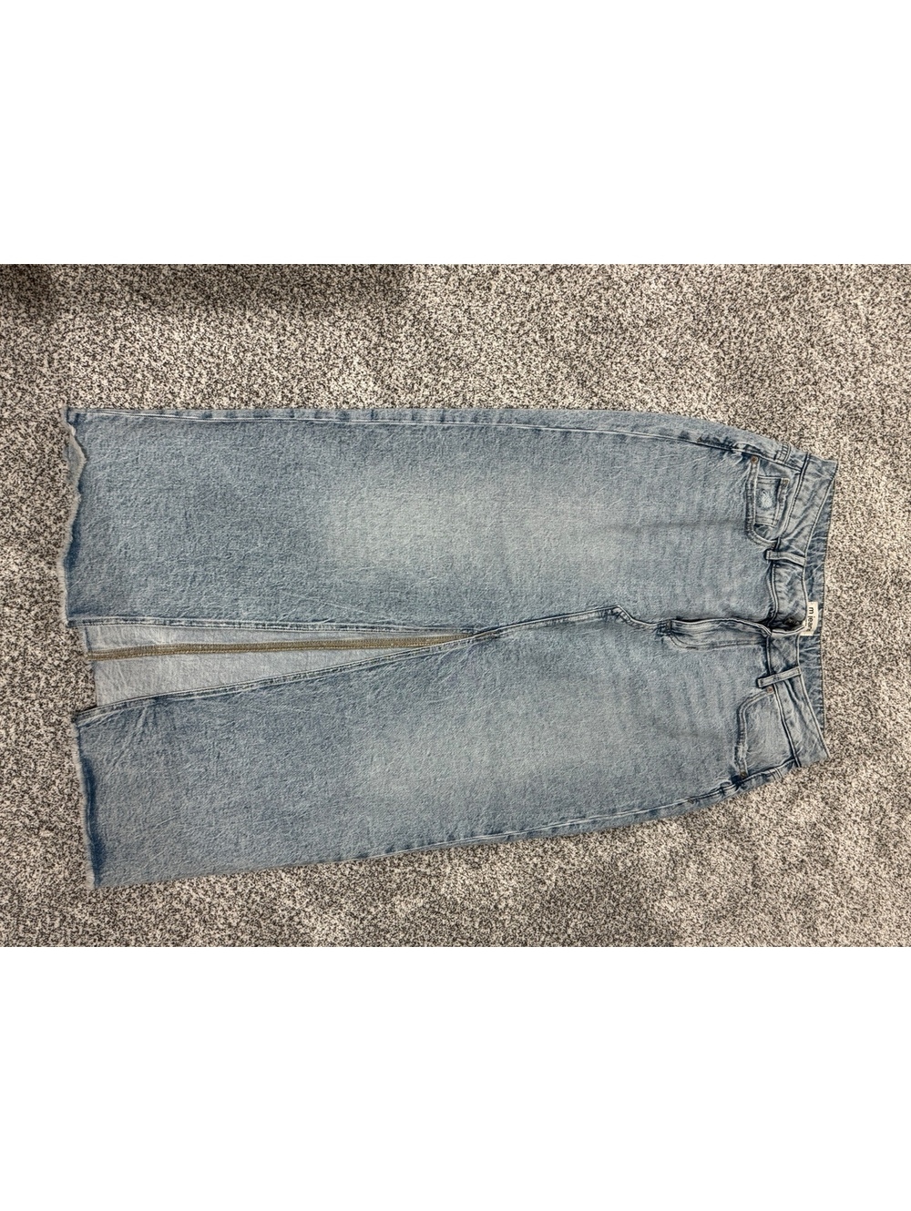 m jeans by mauricesWomen’s Size 12 High Rise Denim Maxi Skirt Light Wash Raw Hem